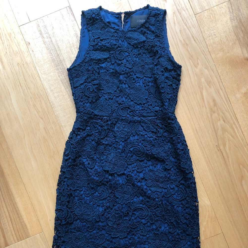 J. Crew lace navy dress, size 4, EUC